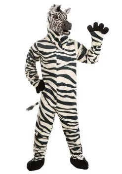 Zebra Suit And Mouth Mover Mask For Adults 14 Zebra Suit And Mouth Mover Mask For Adults -Halloween Costumes Outlet Store adult zebra suit with mouth mover mask 1