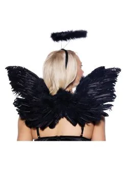 Black Angel Wings And Halo Set