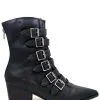 Black Buckle Boots For Women