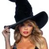 Black Velvet Ruched Witch Hat For Women -Halloween Costumes Outlet Store black velvet ruched witch hat