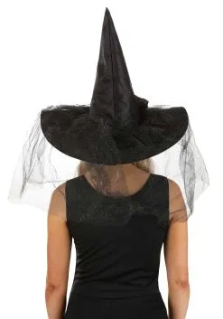 Sparkly Black Witch Hat For Women -Halloween Costumes Outlet Store black witch hat alt 1