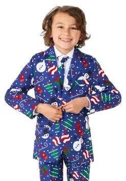 Suitmeister Christmas Snowman Boy's Blue Suit -Halloween Costumes Outlet Store boys suitmeister christmas snowman blue suit alt 1