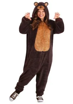 Plus Size Brown Bear Jumpsuit Costume -Halloween Costumes Outlet Store brown bear plus size onesie 2