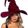 Burgundy Ruched Velvet Witch Hat