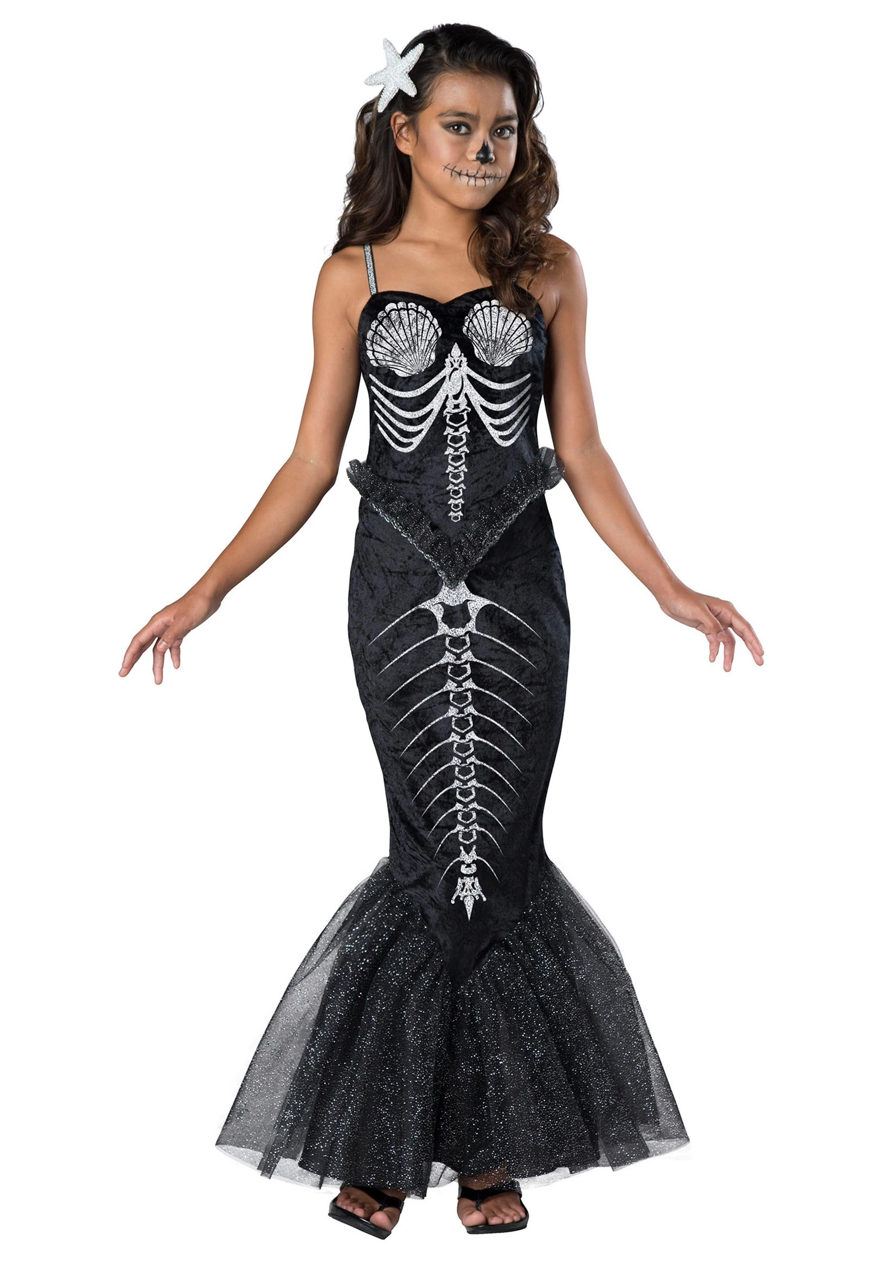 Girls Skeleton Mermaid Costume 3 Girls Skeleton Mermaid Costume