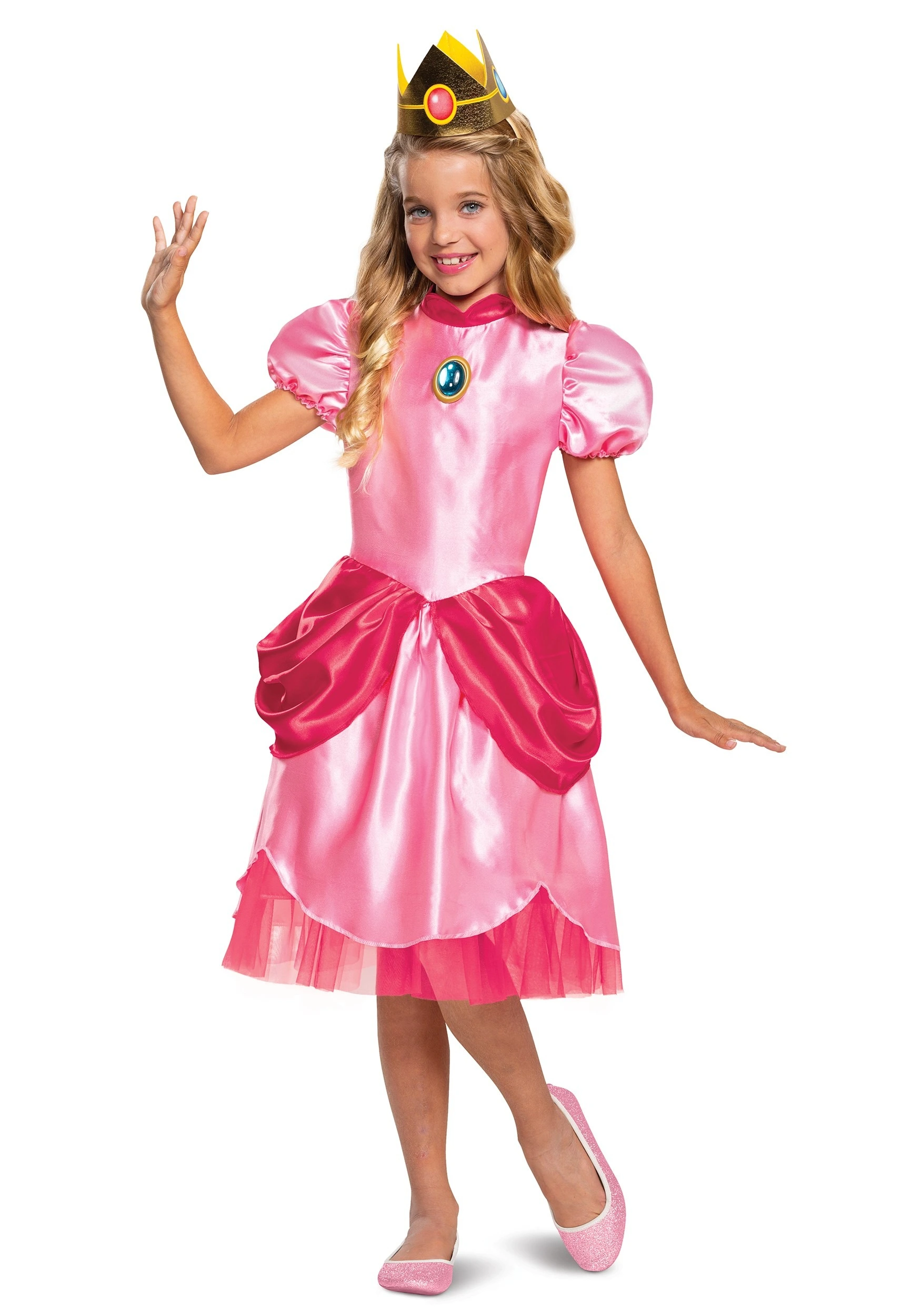 Super Mario Classic Princess Peach Costume For Girls 3 Super Mario Classic Princess Peach Costume For Girls