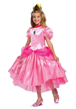 Super Mario Deluxe Princess Peach Costume For Girls