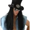 Guitar Superstar Costume Hat With Hair For Adults