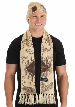 Marauders Map Knit Hat & Scarf From Harry Potter -Halloween Costumes Outlet Store harry potter marauders map knit hat scarf alt 6