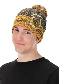 Hufflepuff Heathered Pom Warm Beanie -Halloween Costumes Outlet Store hufflepuff heathered pom beanie alt 1