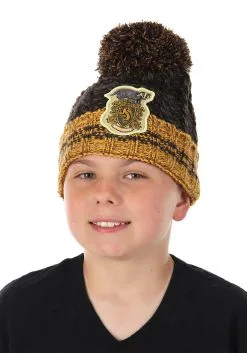 Hufflepuff Heathered Pom Warm Beanie -Halloween Costumes Outlet Store hufflepuff heathered pom beanie alt 2