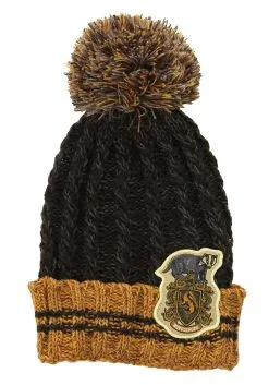 Hufflepuff Heathered Pom Warm Beanie -Halloween Costumes Outlet Store hufflepuff heathered pom beanie alt 3