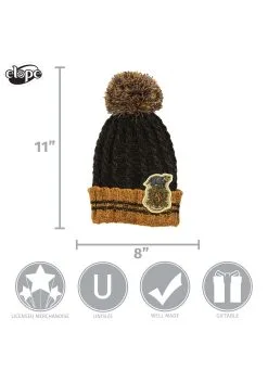 Hufflepuff Heathered Pom Warm Beanie -Halloween Costumes Outlet Store hufflepuff heathered pom beanie alt 5