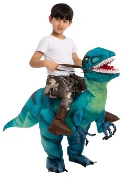 Inflatable Raptor Ride-On Costume For Kids -Halloween Costumes Outlet Store inflatable child raptor ride on costume alt 1