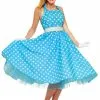 Women's 50s Blue Polka Dot Costume Dress
