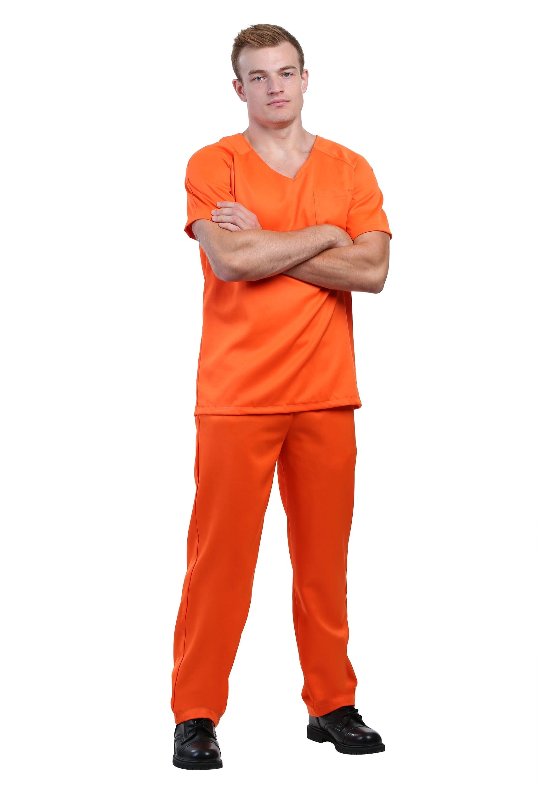 Men's Orange Prisoner Costume 3 Men's Orange Prisoner Costume
