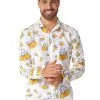 Suitmeister Button Up White Beer Shirt For Men
