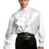 Mens White Satin Ruffle Shirt