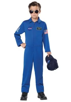 NASA Kids Blue Jumpsuit Costume -Halloween Costumes Outlet Store nasa child blue jumpsuit costume alt 1