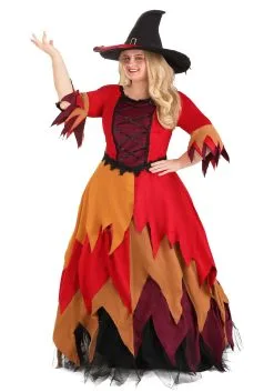 Plus Size Autumn Harvest Witch Costume For Women
