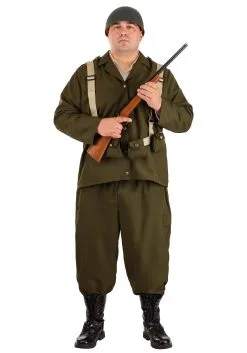 Plus Size Men's Deluxe WW2 Soldier Costume
