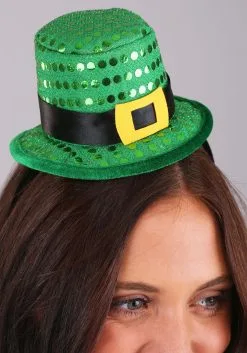 Sequin Mini Leprechaun Hat Headband -Halloween Costumes Outlet Store sequin mini leprechaun hat headband alt 1