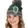 Slytherin Heathered Pom Warm Beanie 2 Slytherin Heathered Pom Warm Beanie -Halloween Costumes Outlet Store slytherin heathered pom beanie