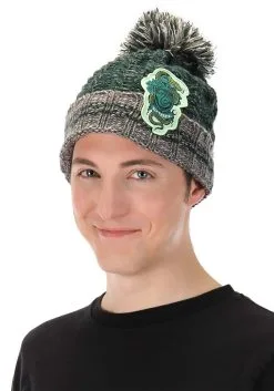 Slytherin Heathered Pom Warm Beanie -Halloween Costumes Outlet Store slytherin heathered pom beanie alt 1
