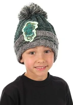 Slytherin Heathered Pom Warm Beanie -Halloween Costumes Outlet Store slytherin heathered pom beanie alt 2