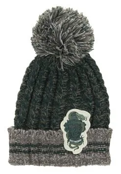 Slytherin Heathered Pom Warm Beanie -Halloween Costumes Outlet Store slytherin heathered pom beanie alt 4