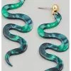 Blue And Green Costume Snake Earrings