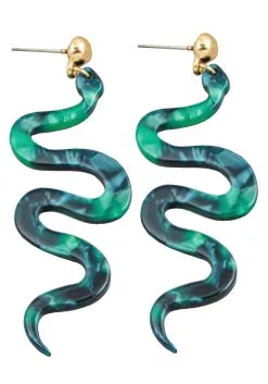 Blue And Green Costume Snake Earrings -Halloween Costumes Outlet Store snake earrings alt 1