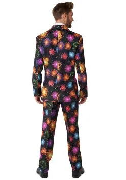 Suitmeister Black Suit With Fireworks -Halloween Costumes Outlet Store suitmeister black fireworks suit alt 1