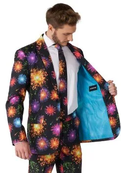 Suitmeister Black Suit With Fireworks -Halloween Costumes Outlet Store suitmeister black fireworks suit alt 3