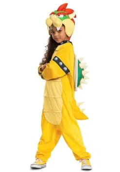 Super Mario Bros Bowser Hooded Jumpsuit Costume For Kids -Halloween Costumes Outlet Store super mario bros child bowser hooded jumpsuit alt 1