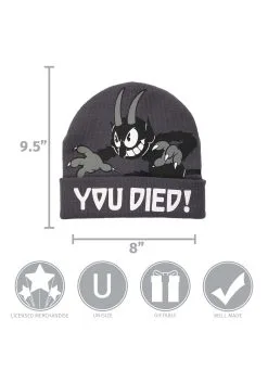 The Devil Black Printed Foldup Knit Beanie -Halloween Costumes Outlet Store the devil printed foldup knit beanie alt 4