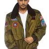 Mens Top Gun Nylon Bomber Jacket Costume