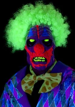 UV Black Light Clown Adult Mask With Wig -Halloween Costumes Outlet Store uv black light clown mask with wig alt 1