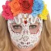 White Lace Skull Adult Mask -Halloween Costumes Outlet Store white lace skull mask