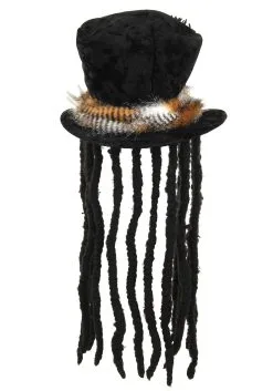 Witch Doctor Plush Costume Hat With Dreadlocks -Halloween Costumes Outlet Store witch doctor plush hat with braids alt1