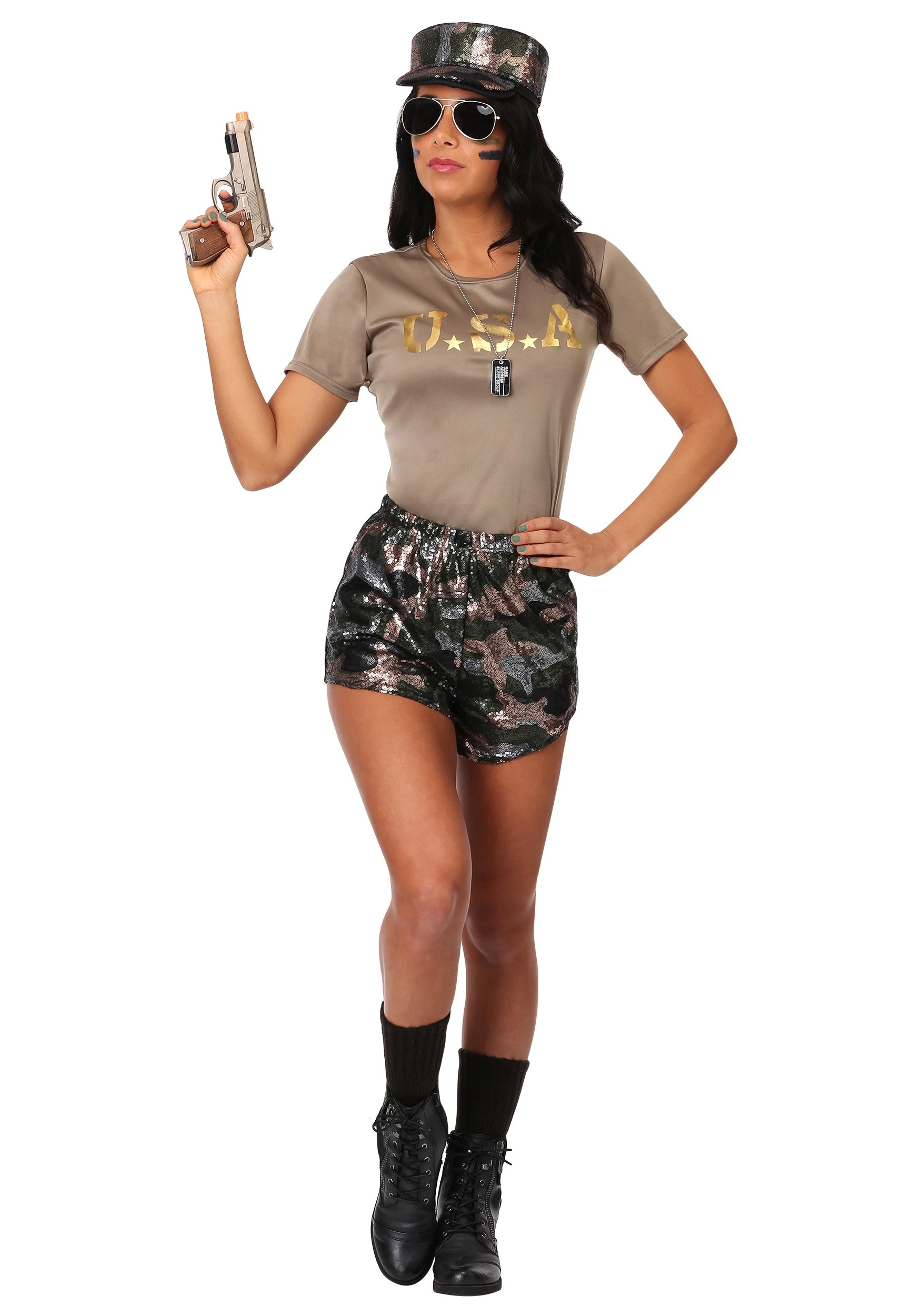 Women's Boot Camp Babe Costume 3 Women's Boot Camp Babe Costume