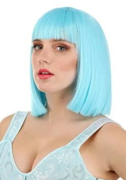 Bright Blue Bob Wig For Women -Halloween Costumes Outlet Store womens bright blue bob wig alt 2
