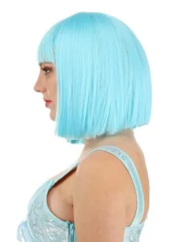 Bright Blue Bob Wig For Women -Halloween Costumes Outlet Store womens bright blue bob wig alt 3
