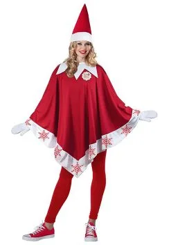 Elf On The Shelf Poncho Costume For Women