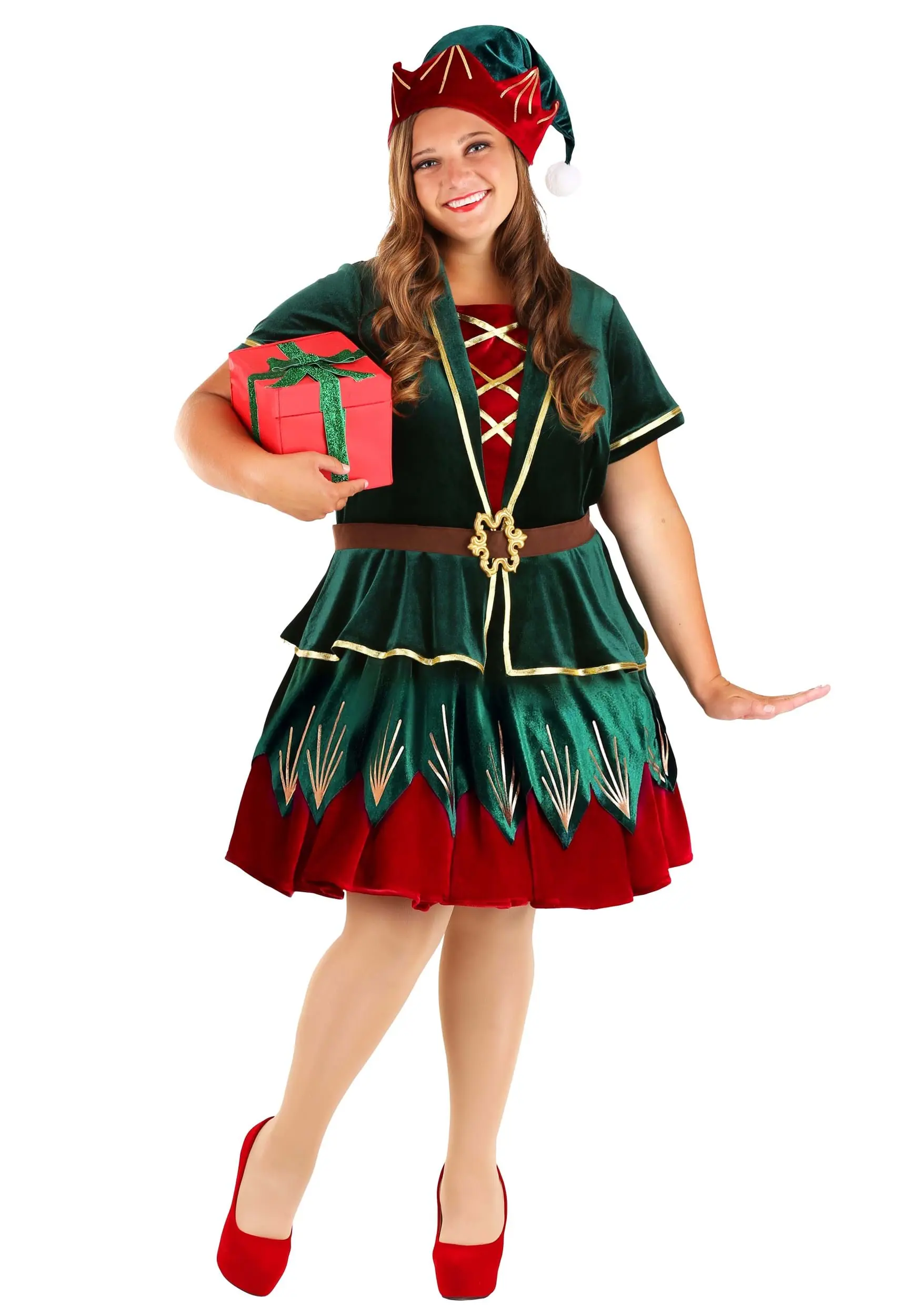 Women's Plus Deluxe Christmas Elf Costume 3 Women's Plus Deluxe Christmas Elf Costume