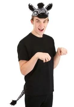 Plush Zebra Headband & Tail Kit -Halloween Costumes Outlet Store zebra plush headband tail kit alt 5