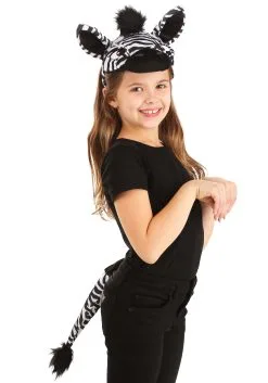 Plush Zebra Headband & Tail Kit -Halloween Costumes Outlet Store zebra plush headband tail kit alt 6